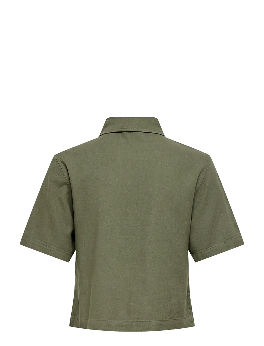 ONLY Carmakoma - CARGOA S/S LINEN BL SHIRT CC PNT - linased särgid - smokey olive - 1