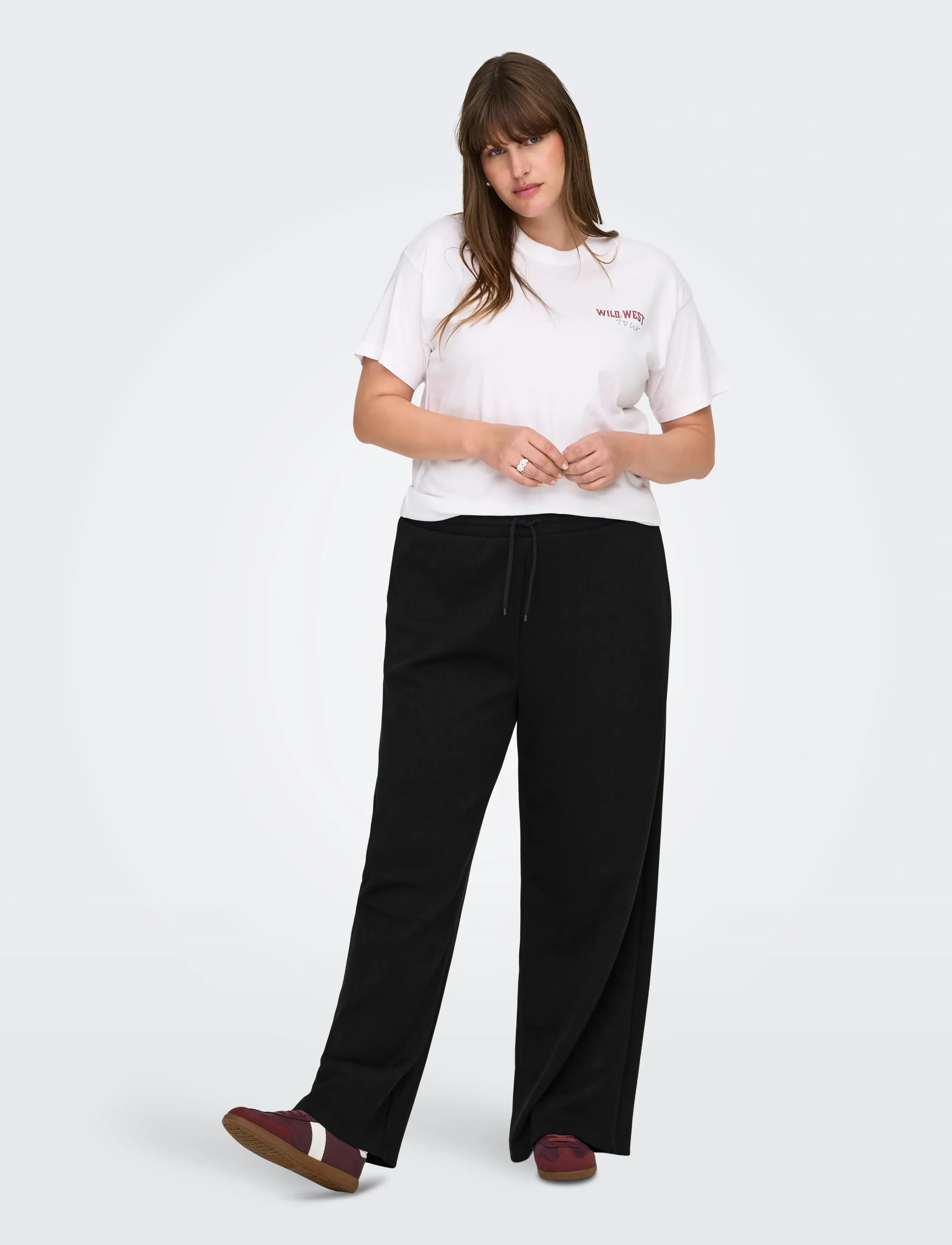 ONLY Carmakoma CARSCARLETT WIDE PANT SWT NOOS - Transitional Layering - BLACK / black
