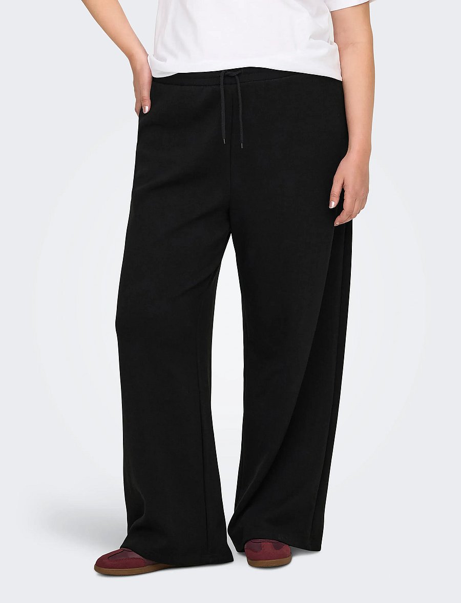 ONLY Carmakoma - CARSCARLETT WIDE PANT SWT NOOS - pantalons larges - black - 4