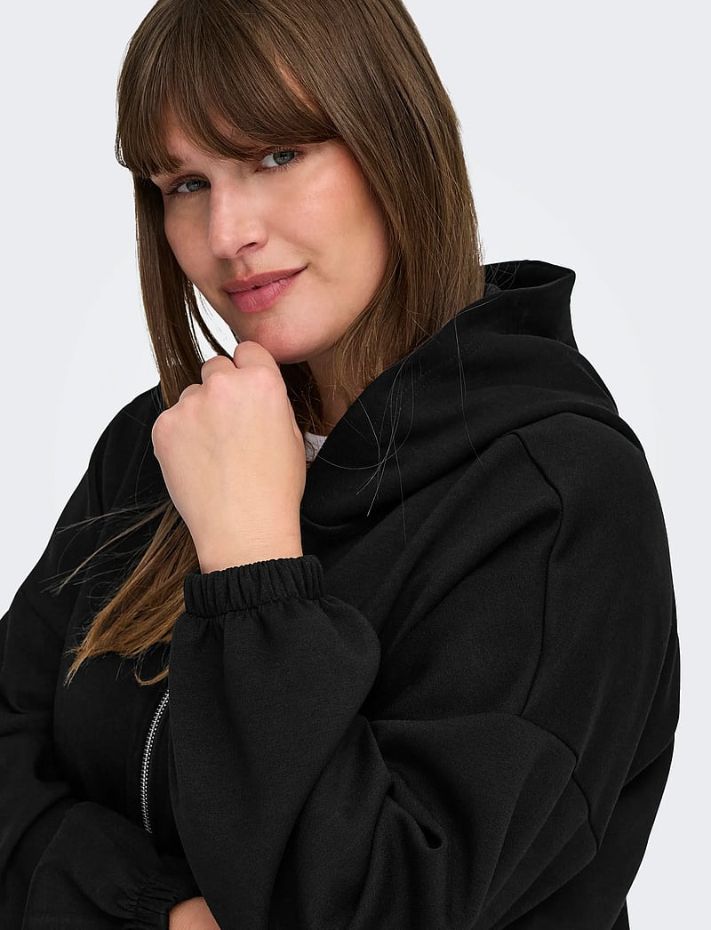 ONLY Carmakoma - CARSCARLETT LS ELASTIC ZIP HOOD SWT NOOS - dressipluusid - black - 4