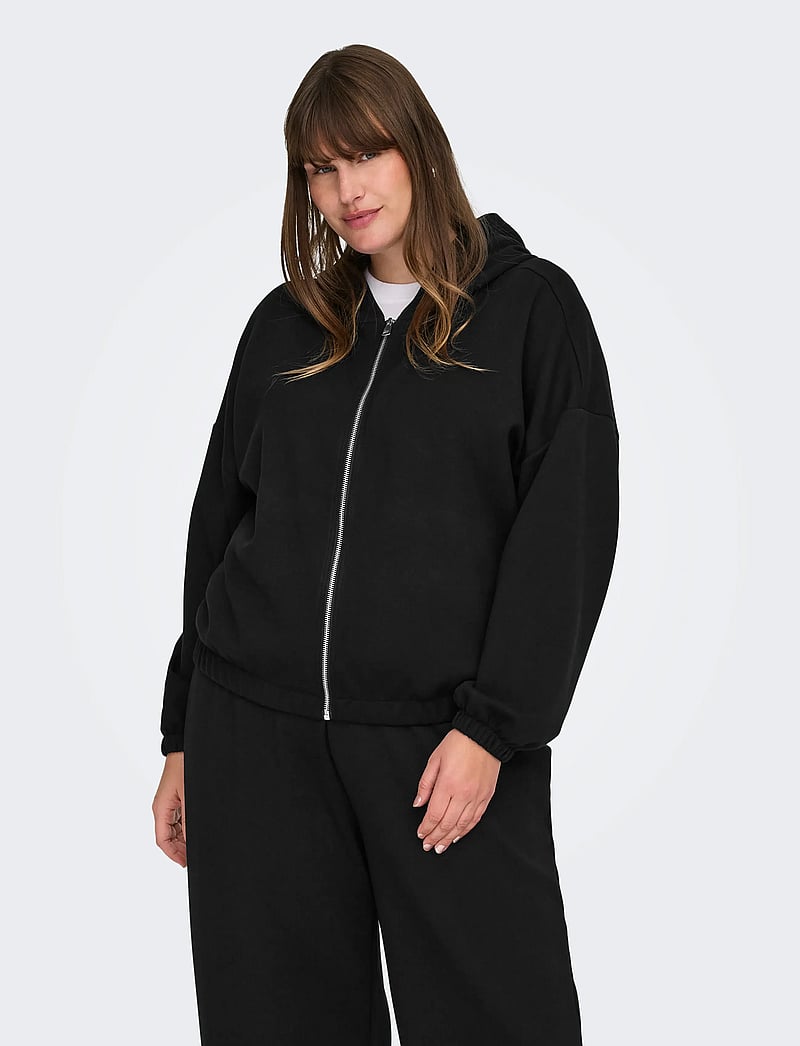 ONLY Carmakoma - CARSCARLETT LS ELASTIC ZIP HOOD SWT NOOS - dressipluusid - black - 5