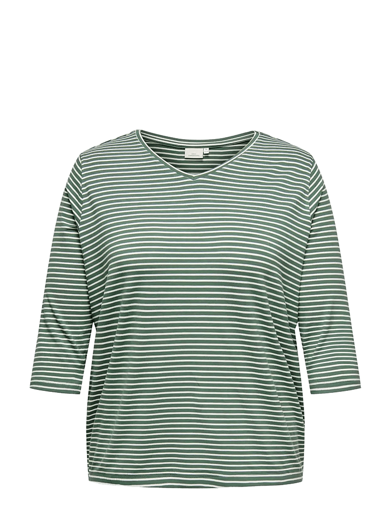 ONLY Carmakoma - CARLINA 3/4 SLEEVE V-NECK BLOUSE JRS - pikkade varrukatega alussärgid - laurel wreath - 1