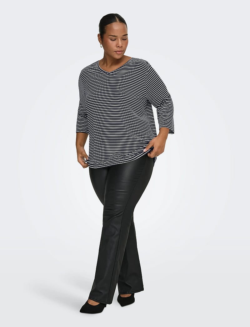 ONLY Carmakoma - CARLINA 3/4 SLEEVE V-NECK BLOUSE JRS - långärmade toppar - night sky - 4