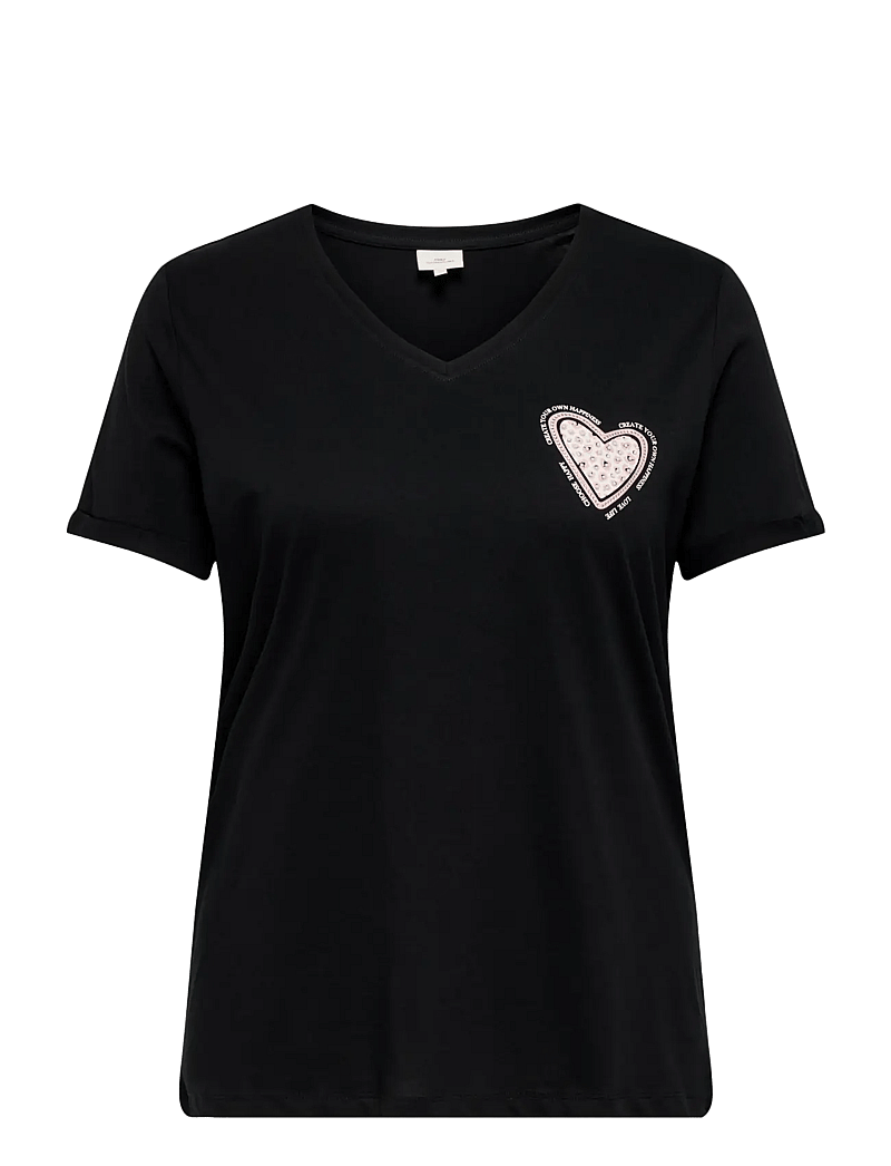 ONLY Carmakoma - CARBEA SS V-NECK TEE JRS - t-shirts - black - 0