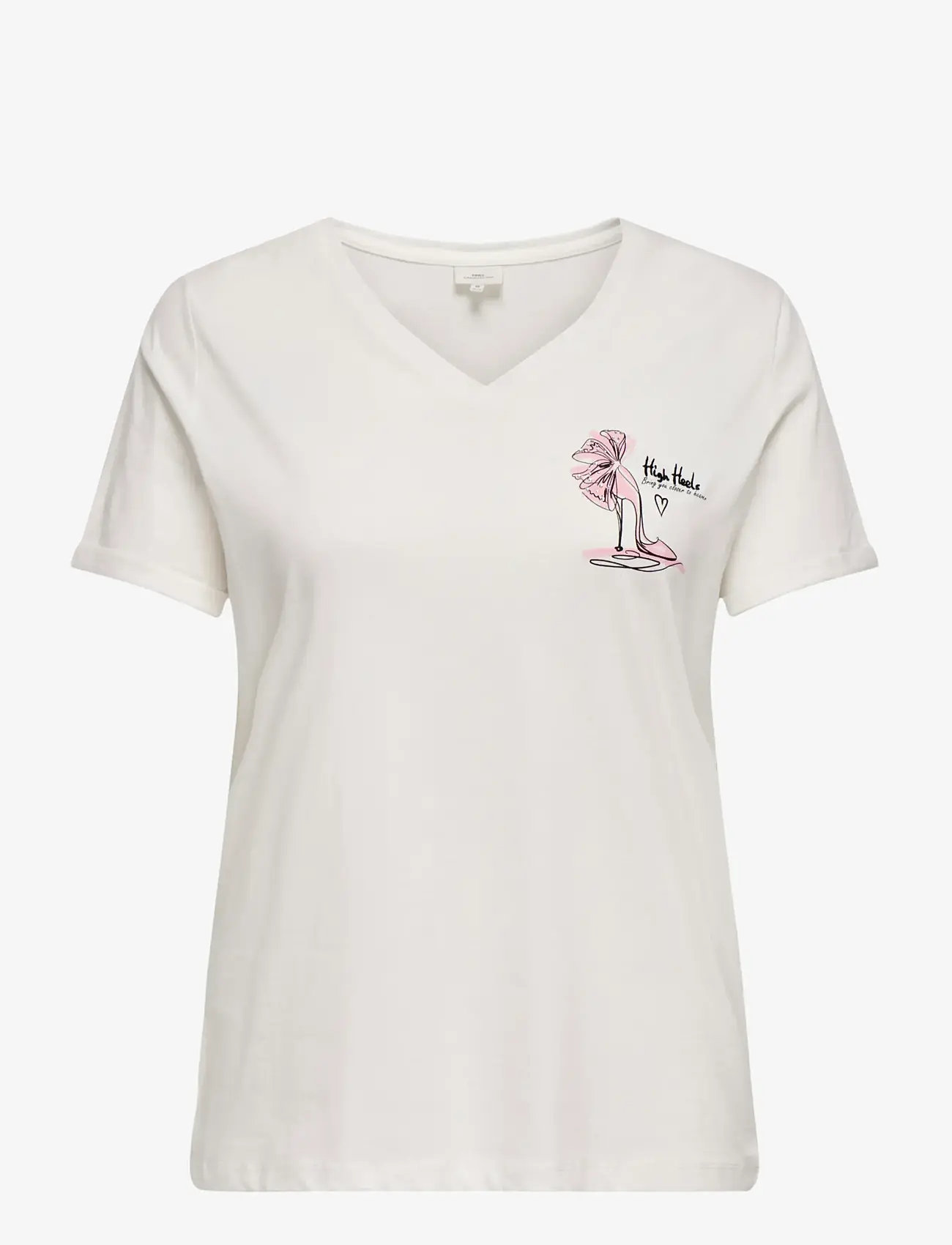 ONLY Carmakoma - CARBEA SS V-NECK TEE JRS - t-shirts - cloud dancer - 0