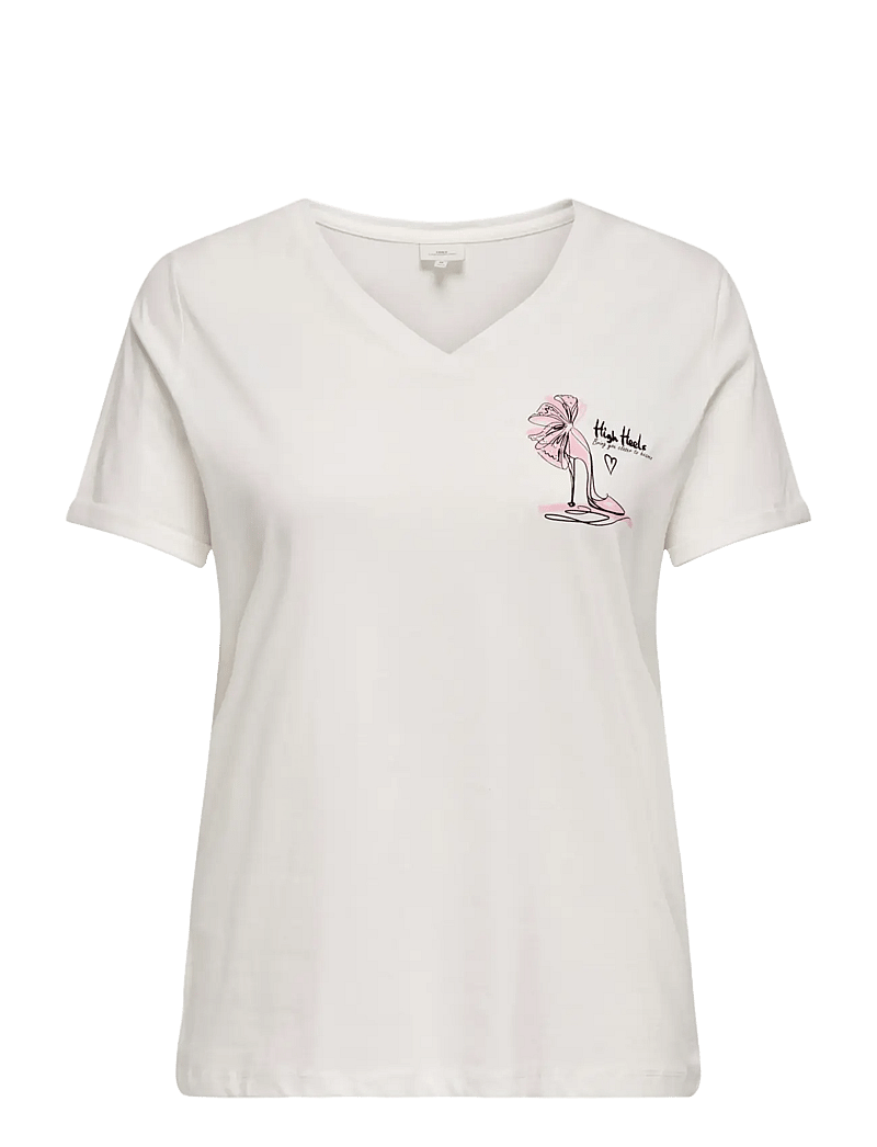 ONLY Carmakoma - CARBEA SS V-NECK TEE JRS - t-shirts - cloud dancer - 0