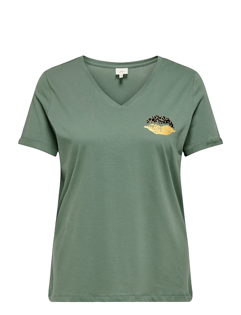 ONLY Carmakoma - CARBEA SS V-NECK TEE JRS - t-shirts - laurel wreath - 0