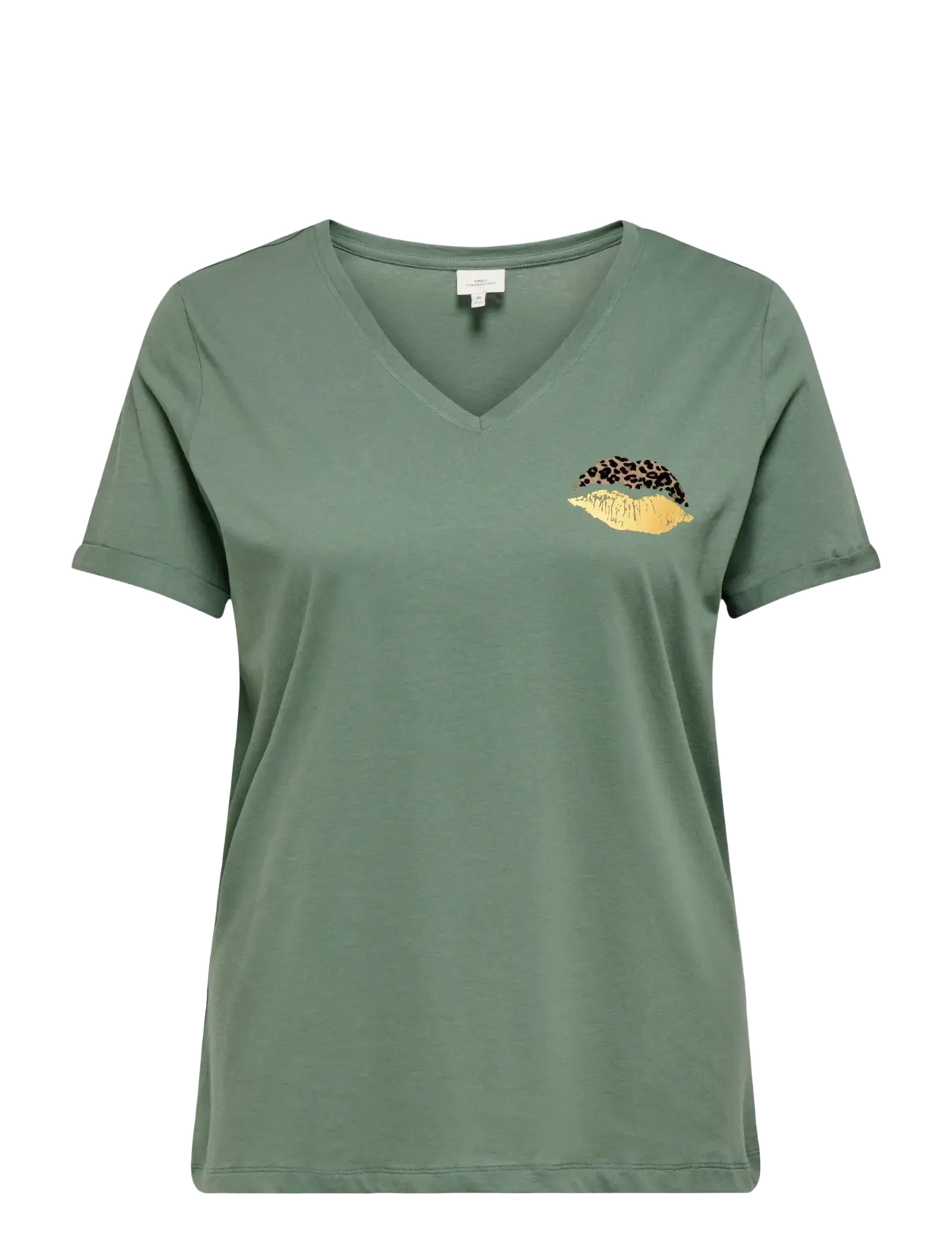 ONLY Carmakoma CARBEA SS V-NECK TEE JRS - ONLY Carmakoma - LAUREL WREATH / khaki/green