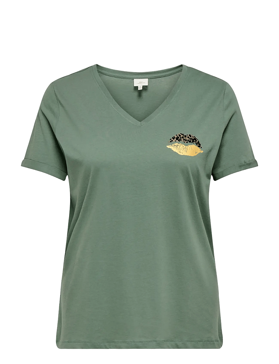 ONLY Carmakoma - CARBEA SS V-NECK TEE JRS - t-shirts - laurel wreath - 0