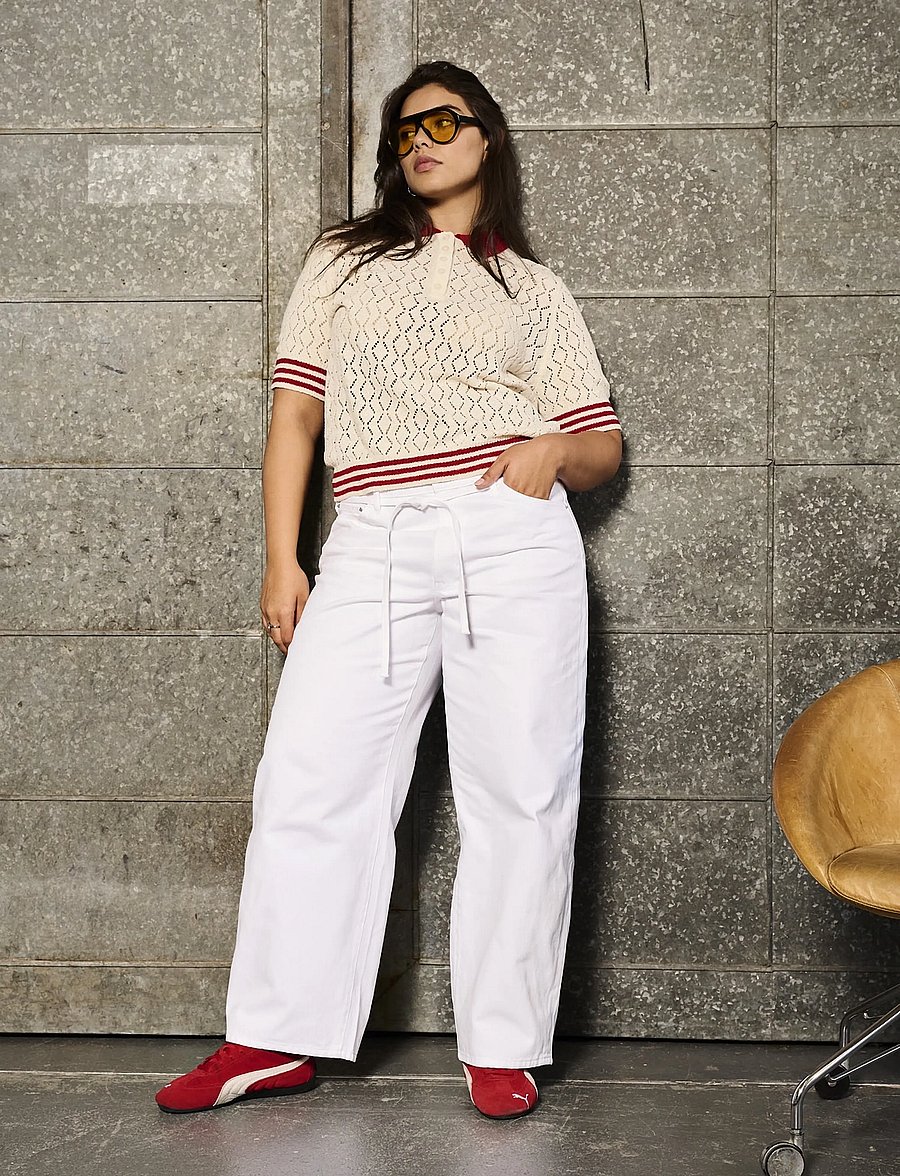 ONLY Carmakoma - CARSUNNY SS POINTELLE POLO KNT - pulls - birch - 2