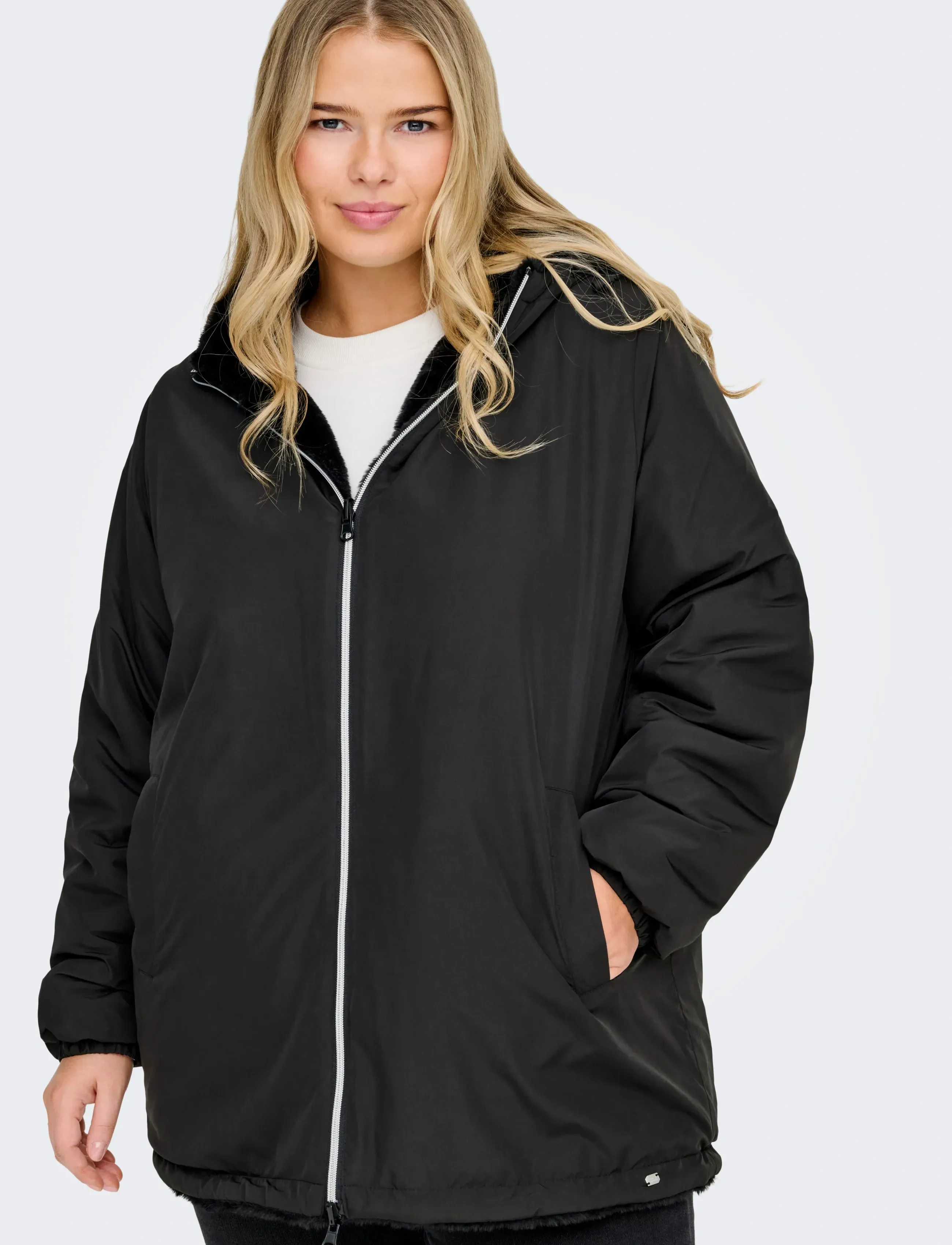 ONLY Carmakoma - CARCANDY REV. PARKA COAT OTW - faux fur - black - 5