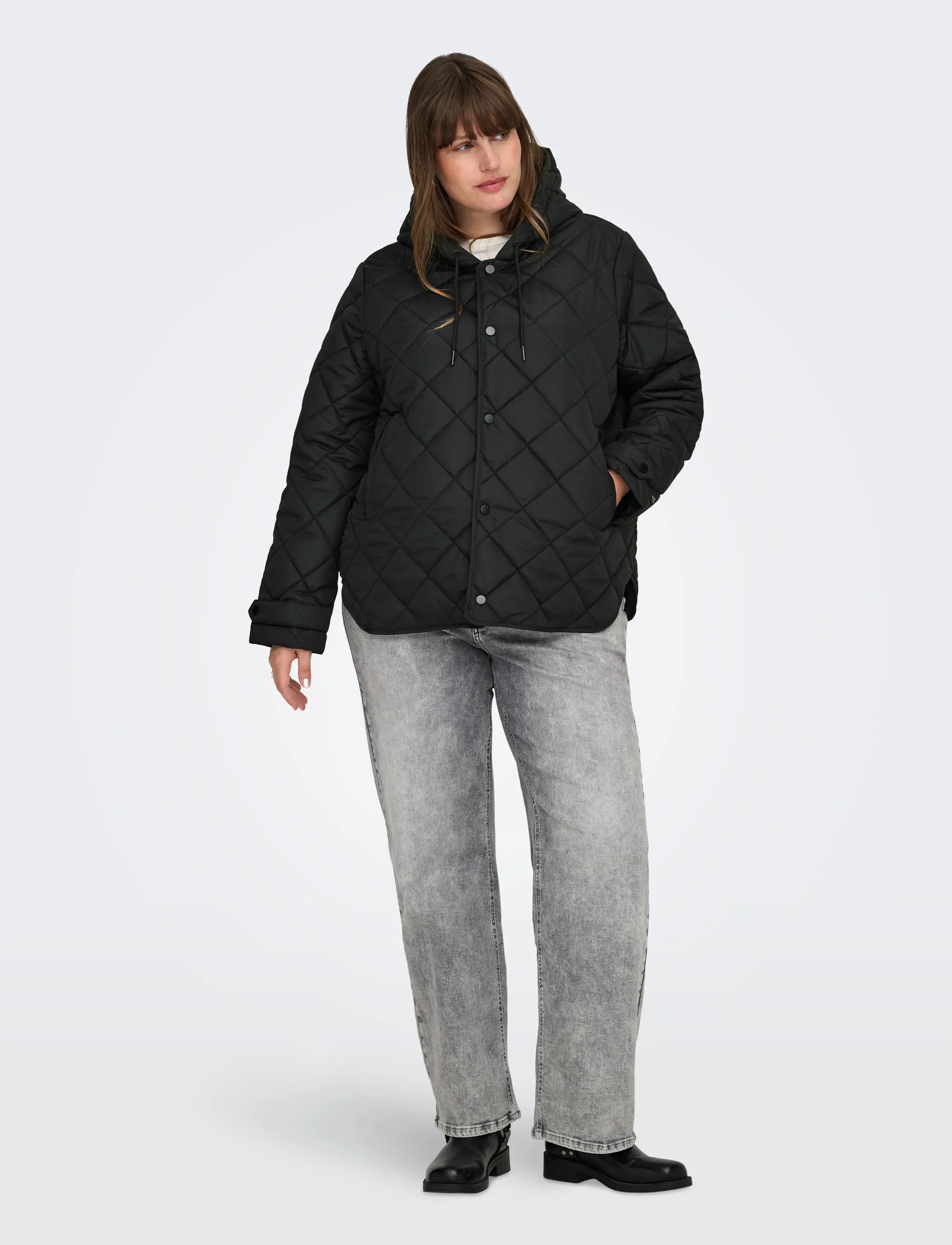 ONLY Carmakoma CARJULIET QUILTED HOOD JACKET NOOS - Transitional Layering - BLACK / black
