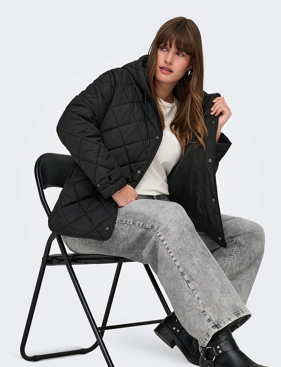 ONLY Carmakoma - CARJULIET QUILTED HOOD JACKET NOOS - forårsjakker - black - 4