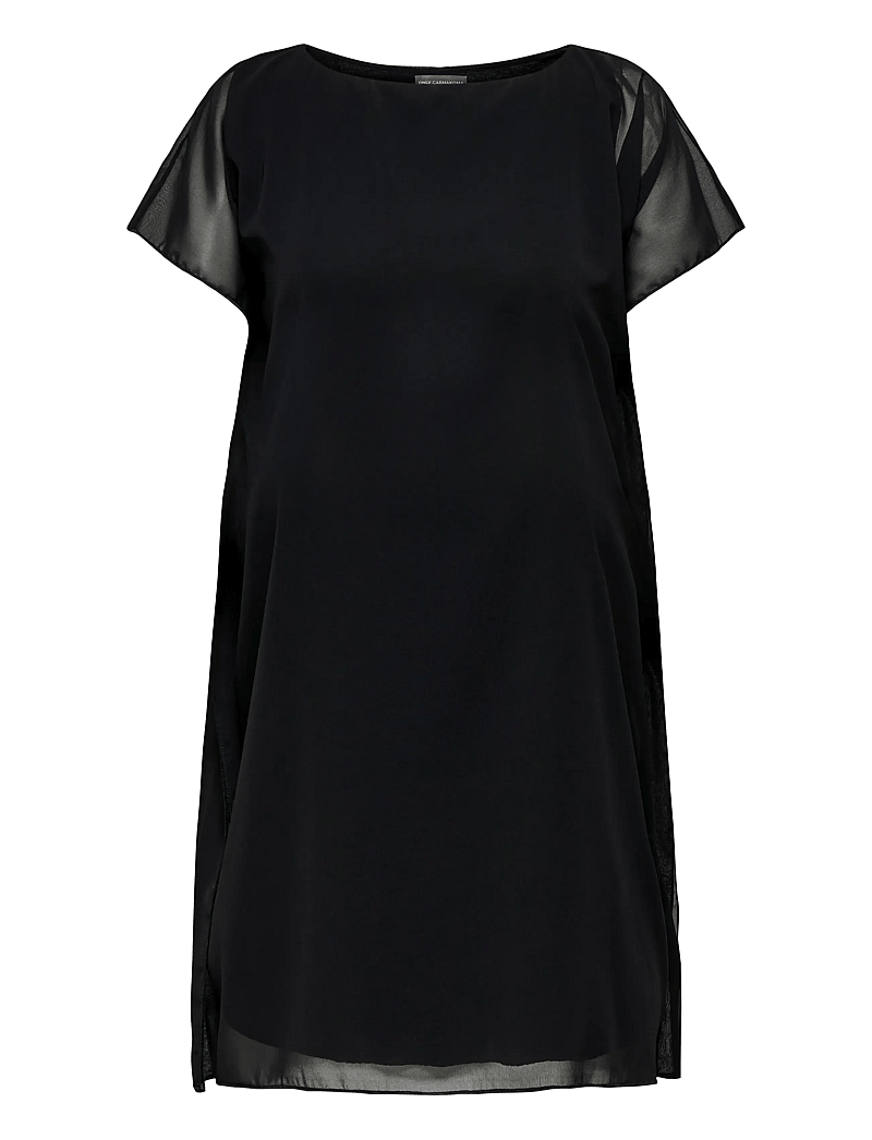 ONLY Carmakoma - CARCOKO SS O-NECK ABK DRESS WVN - t-shirt-kleider - black - 0