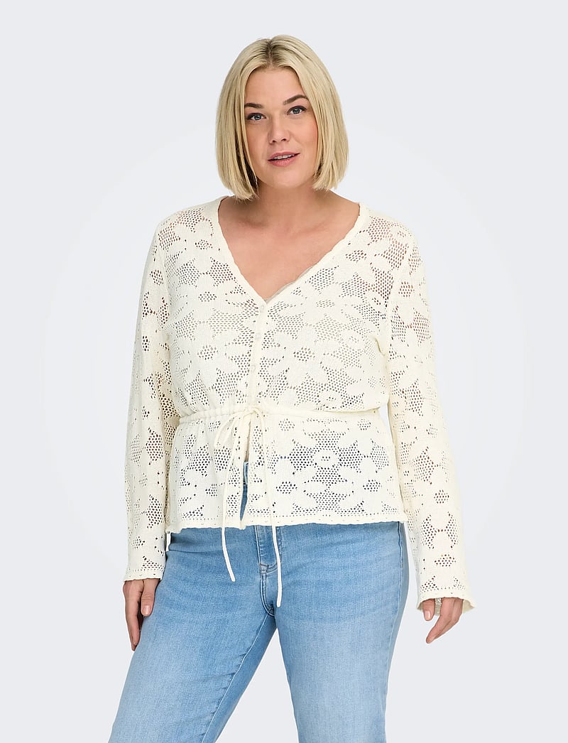 ONLY Carmakoma - CARISABELLA LIFE LS FITTED CARDIGAN KNT - cardigans - cloud dancer - 0