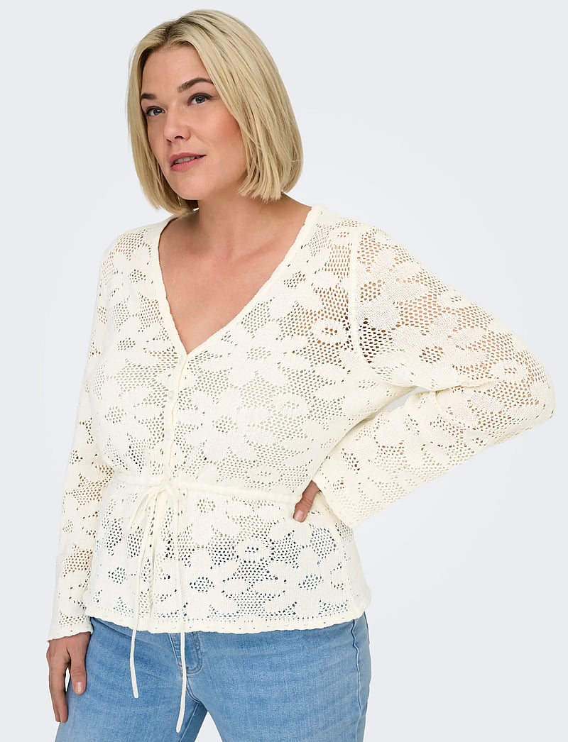 ONLY Carmakoma - CARISABELLA LIFE LS FITTED CARDIGAN KNT - cardigans - cloud dancer - 5