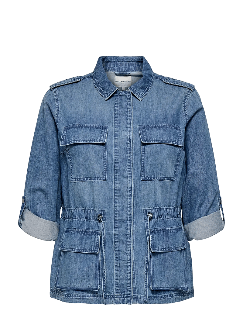 ONLY Carmakoma - CARKENYA L/S UTILITY DNM JKT AKM - jeansjackor - medium blue denim - 1