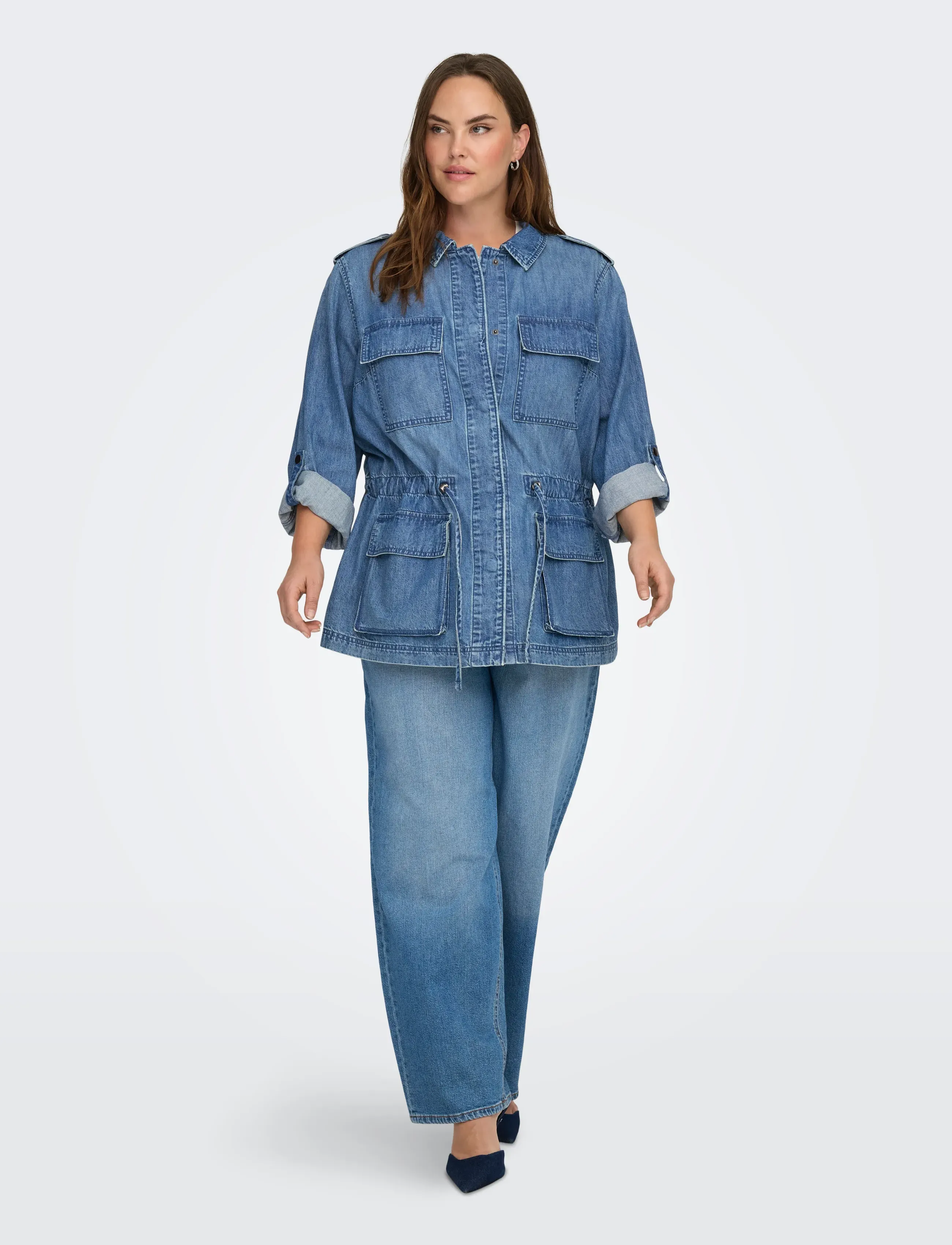 ONLY Carmakoma CARKENYA L/S UTILITY DNM JKT AKM - Suured suurused - MEDIUM BLUE DENIM / blue