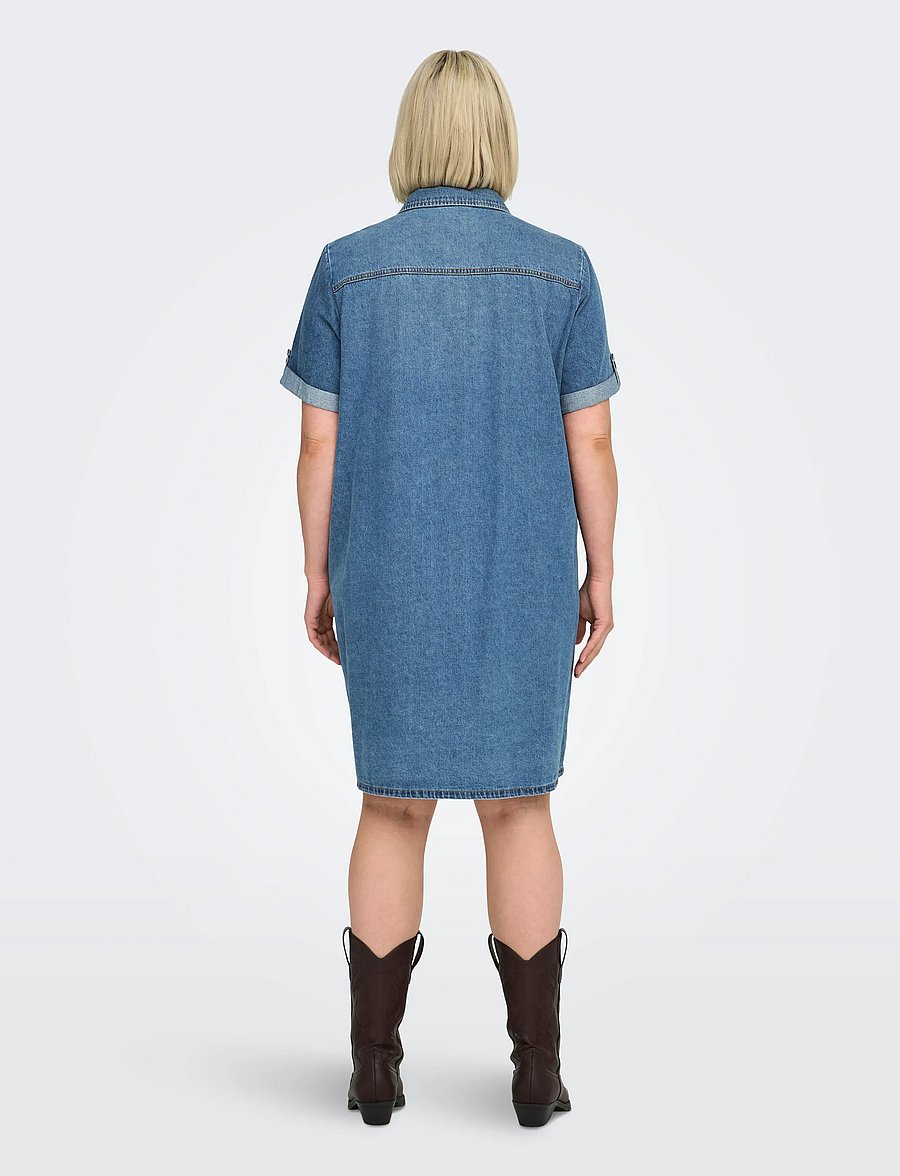ONLY Carmakoma - CARLISA S/S DNM DRESS GUA NOOS - robes chemises - medium blue denim - 3
