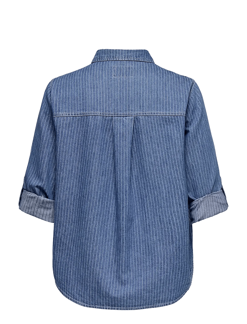 ONLY Carmakoma - CARYASMIN L/S STRIPE SHIRT DNM - denimskjorter - medium blue denim - 1