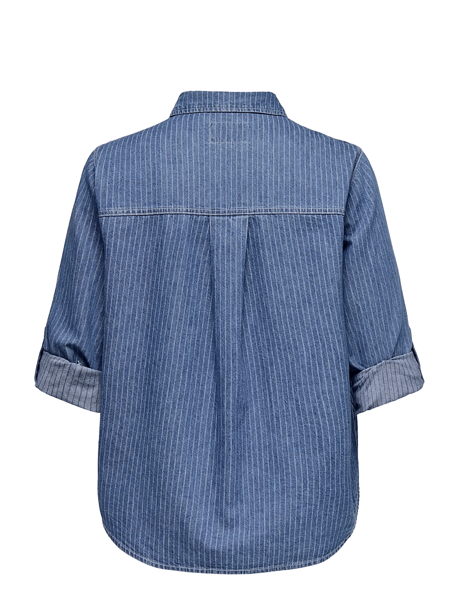 ONLY Carmakoma - CARYASMIN L/S STRIPE SHIRT DNM - medium blue denim - 1