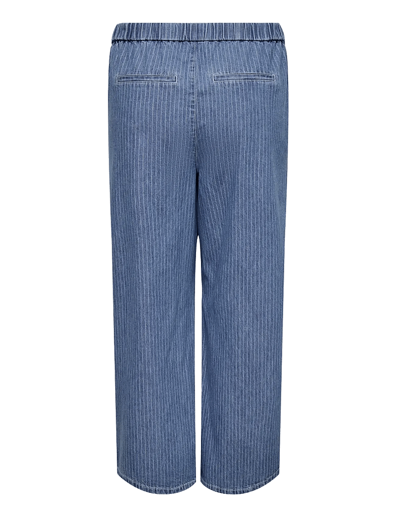 ONLY Carmakoma - CARYASMIN HW STRIPE PANTS DNM - straight leg hosen - medium blue denim - 1