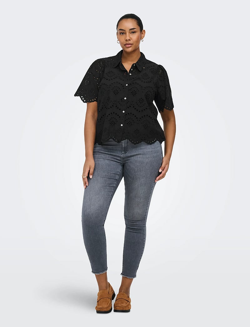 ONLY Carmakoma - CARVALAIS S/S SHIRT WVN NOOS - kurzärmlige hemden - black - 4