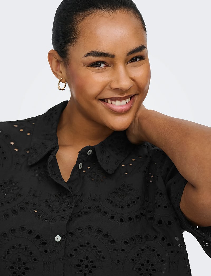 ONLY Carmakoma - CARVALAIS S/S SHIRT WVN NOOS - kurzärmlige hemden - black - 5