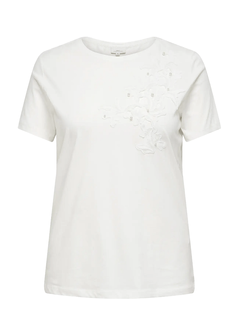 ONLY Carmakoma - CARDANIELLE LIFE S/S O-NECK REG TEE JRS - t-shirts - cloud dancer - 1