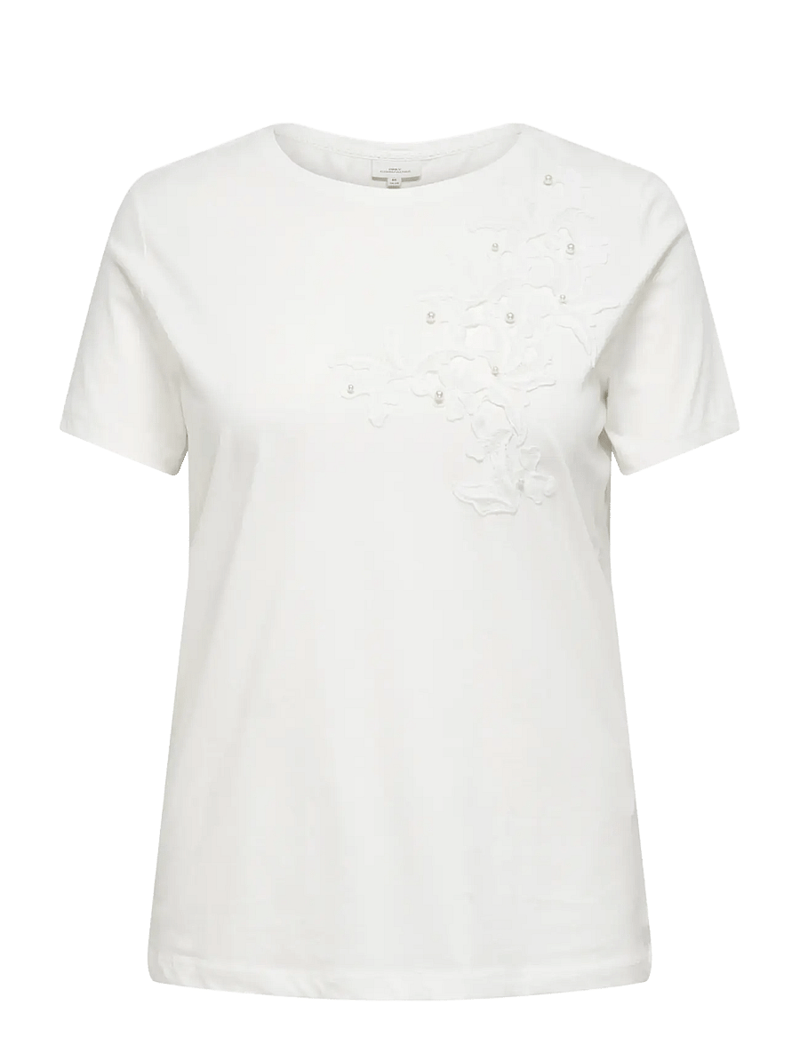 ONLY Carmakoma - CARDANIELLE LIFE S/S O-NECK REG TEE JRS - t-shirts - cloud dancer - 1