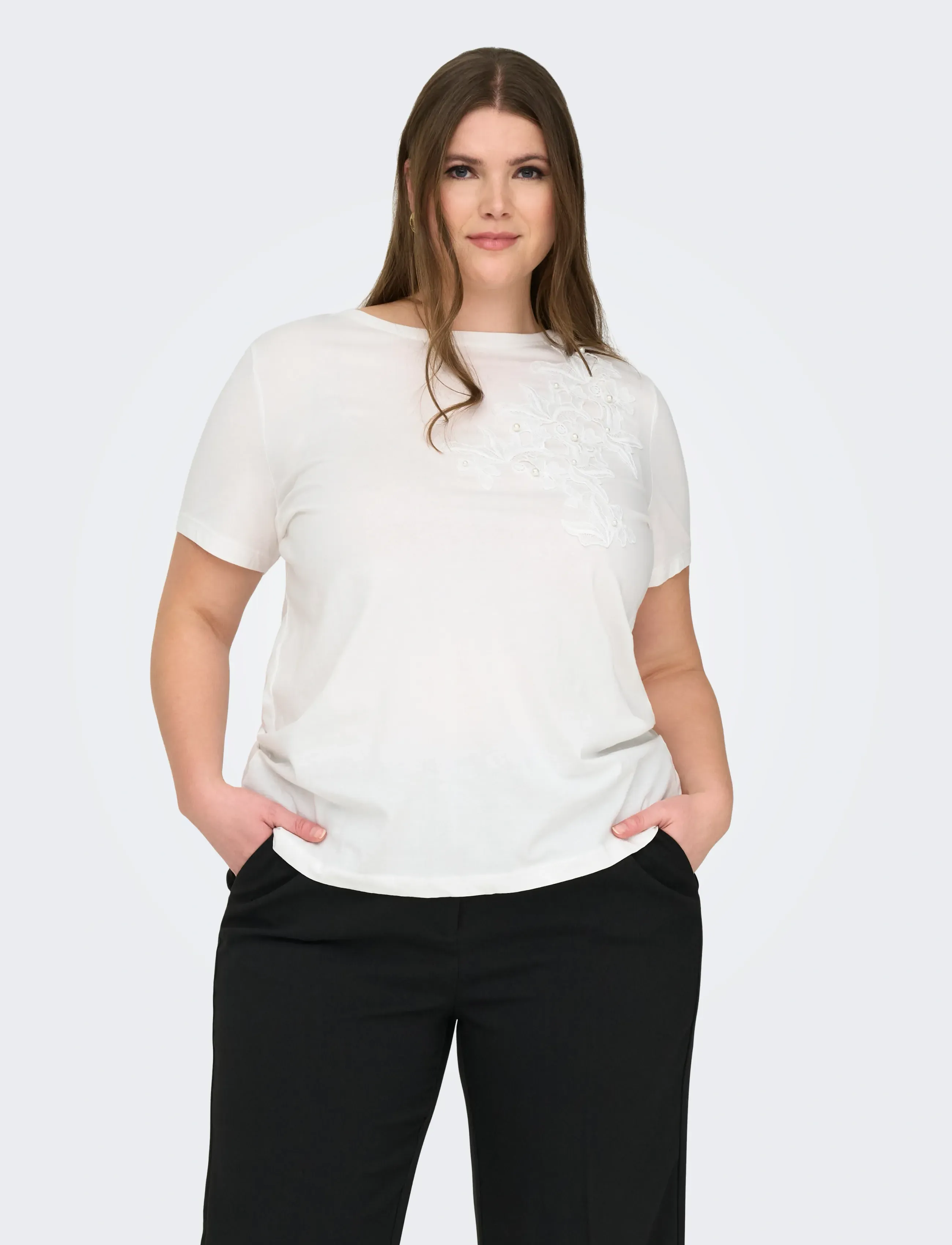 ONLY Carmakoma - CARDANIELLE LIFE S/S O-NECK REG TEE JRS - t-shirts - cloud dancer - 5