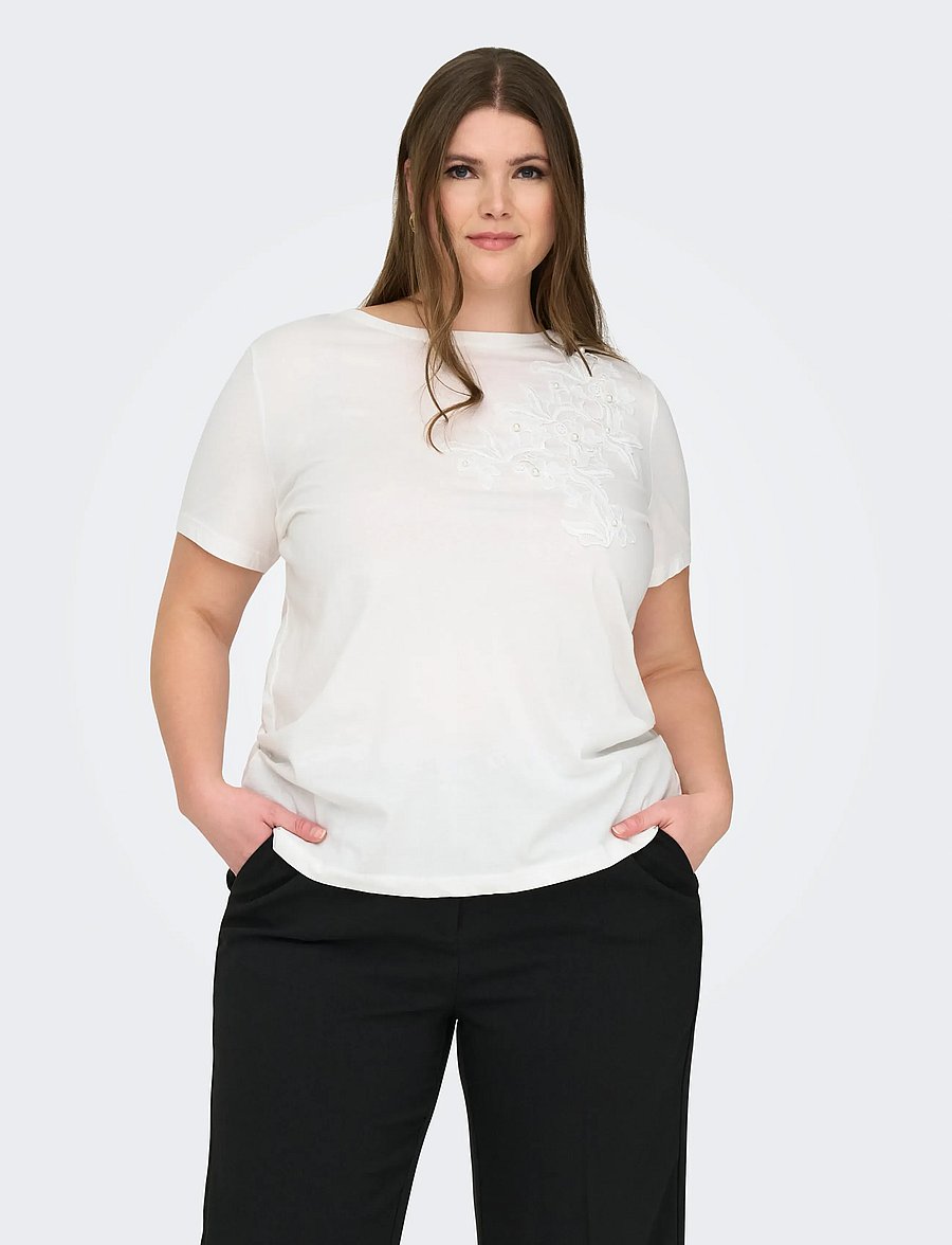 ONLY Carmakoma - CARDANIELLE LIFE S/S O-NECK REG TEE JRS - t-shirts - cloud dancer - 5