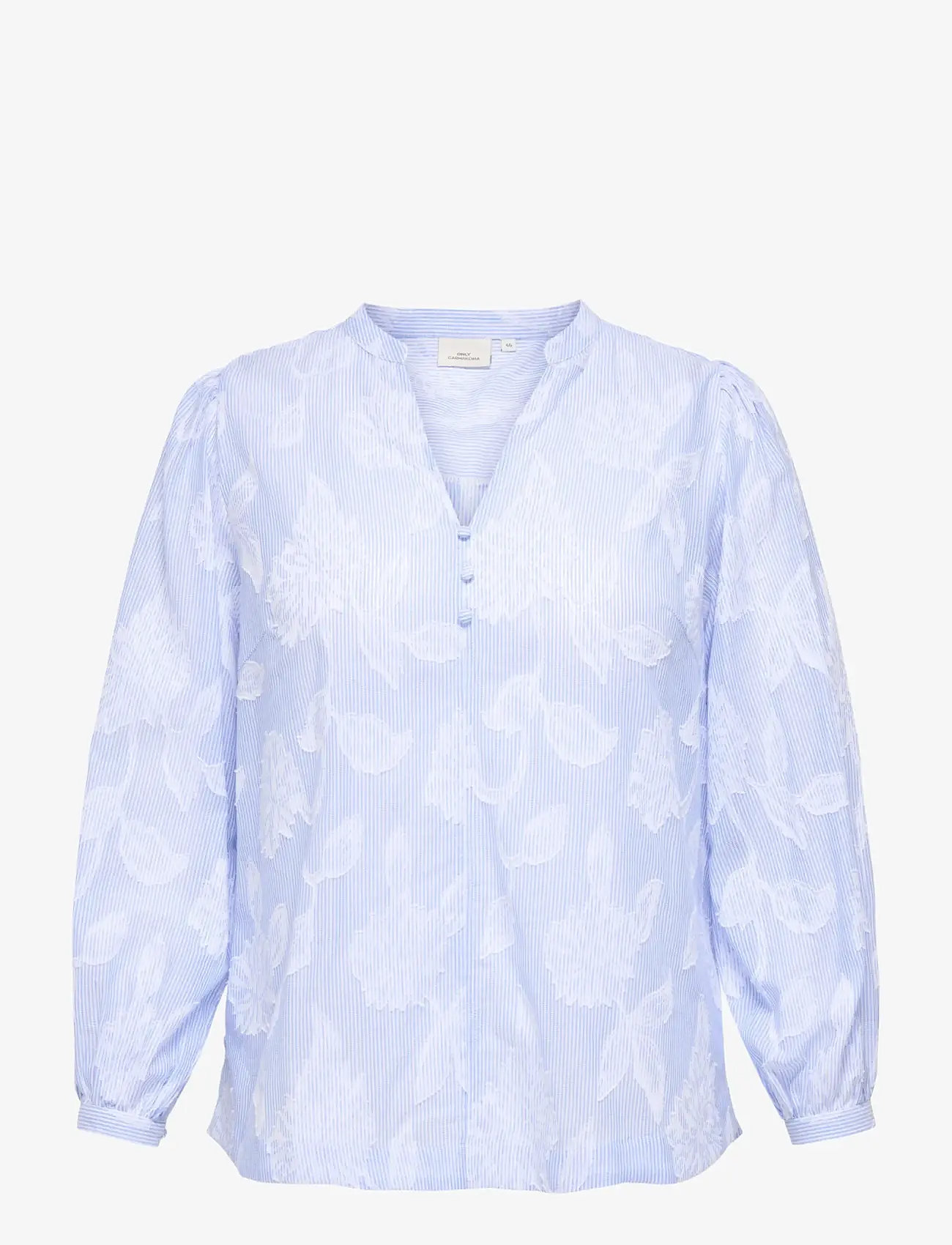 ONLY Carmakoma - CARTORRA L/S V-NECK STRIPE TOP WVN - langärmlige blusen - cashmere blue - 0