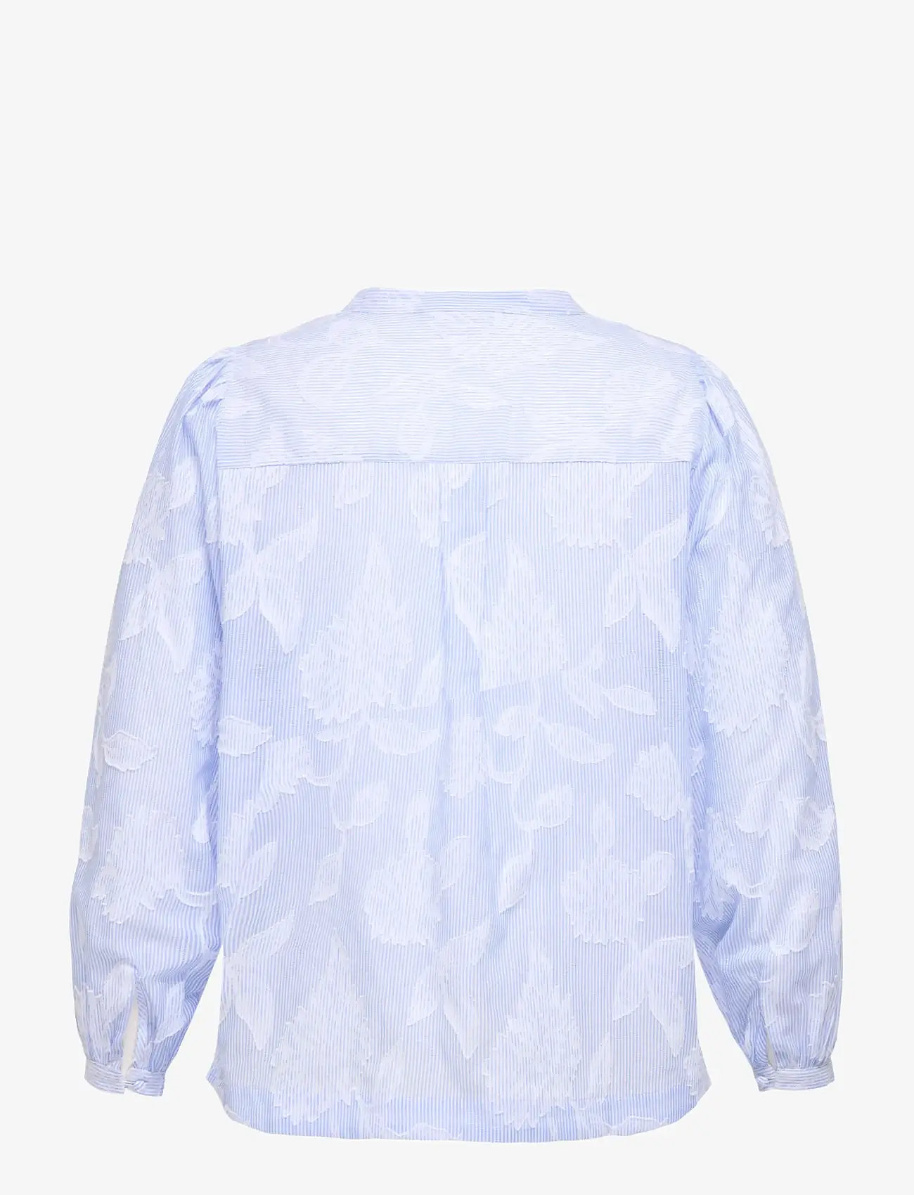 ONLY Carmakoma - CARTORRA L/S V-NECK STRIPE TOP WVN - langärmlige blusen - cashmere blue - 1