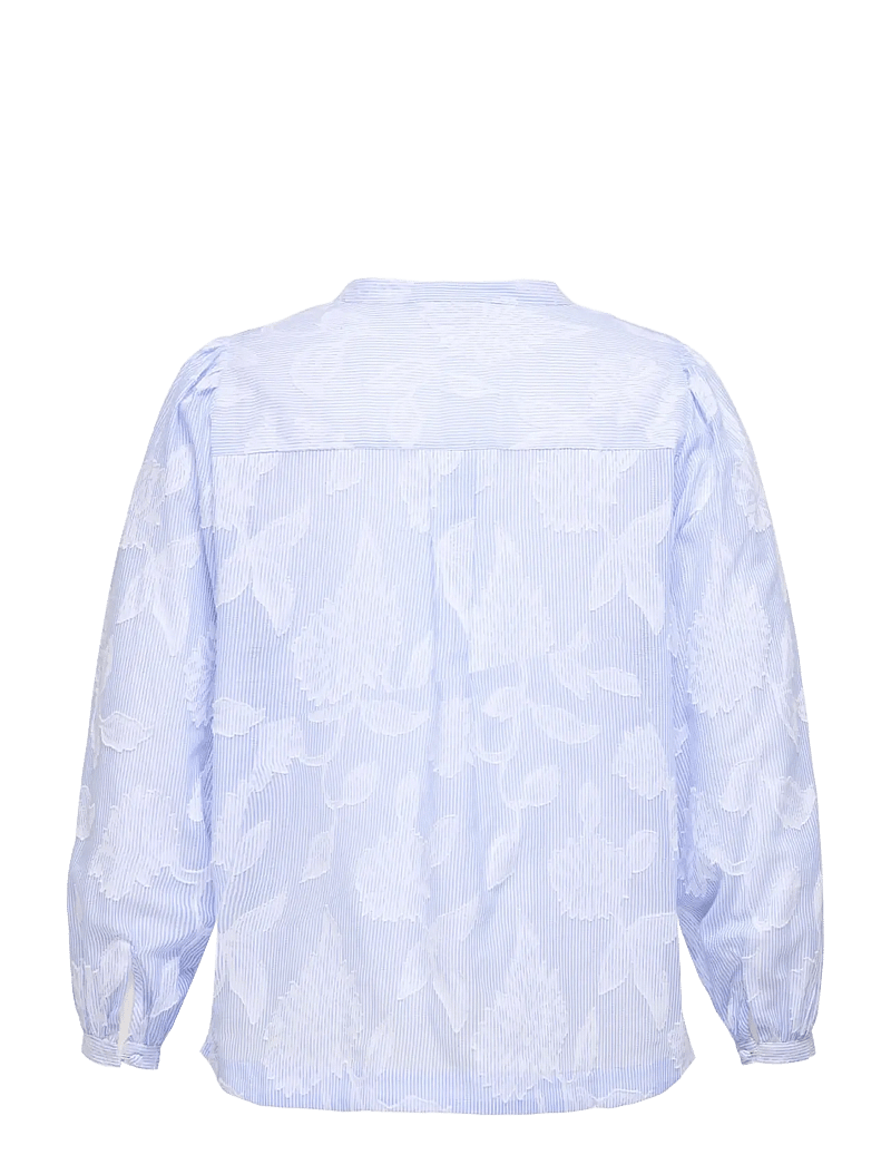 ONLY Carmakoma - CARTORRA L/S V-NECK STRIPE TOP WVN - langärmlige blusen - cashmere blue - 1