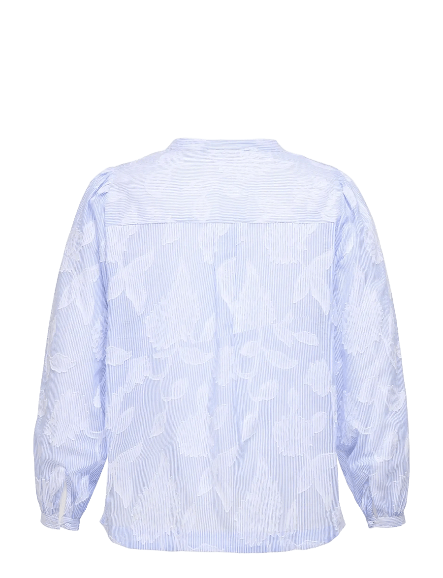 ONLY Carmakoma - CARTORRA L/S V-NECK STRIPE TOP WVN - palaidinės ilgomis rankovėmis - cashmere blue - 2