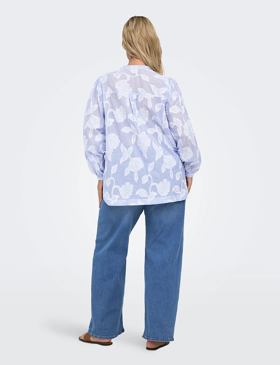 ONLY Carmakoma - CARTORRA L/S V-NECK STRIPE TOP WVN - palaidinės ilgomis rankovėmis - cashmere blue - 3