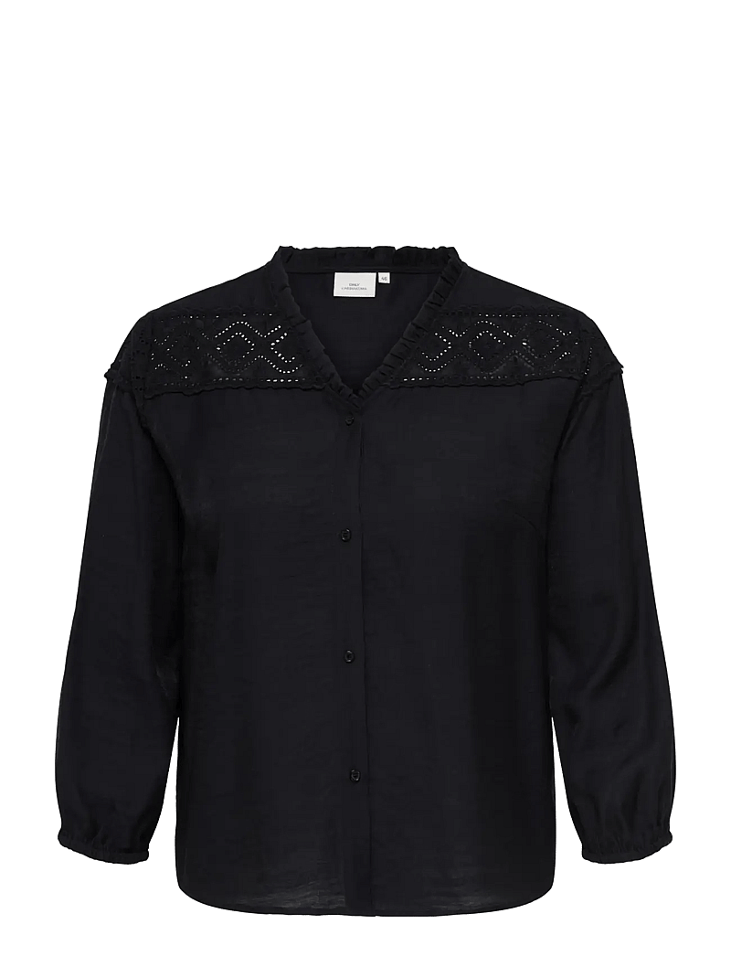 ONLY Carmakoma - CARSIMME 3/4 V-NECK SHIRT WVN - langärmlige blusen - black - 1