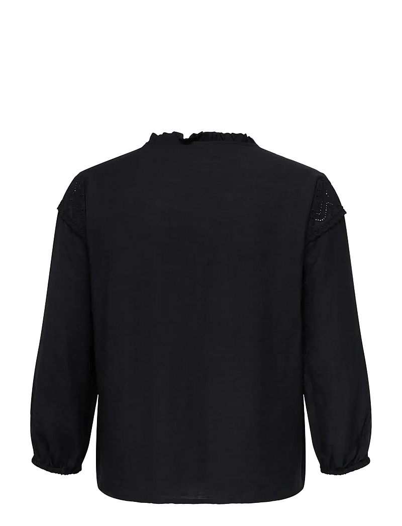 ONLY Carmakoma - CARSIMME 3/4 V-NECK SHIRT WVN - langärmlige blusen - black - 2