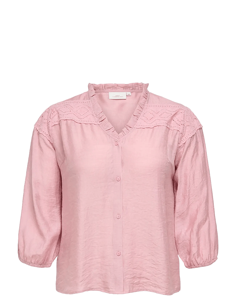 ONLY Carmakoma - CARSIMME 3/4 V-NECK SHIRT WVN - langärmlige blusen - misty rose - 0