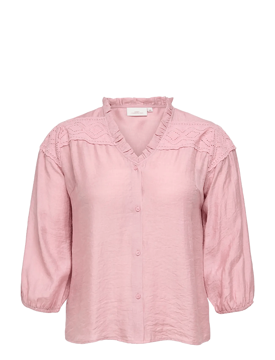ONLY Carmakoma - CARSIMME 3/4 V-NECK SHIRT WVN - langærmede bluser - misty rose - 0