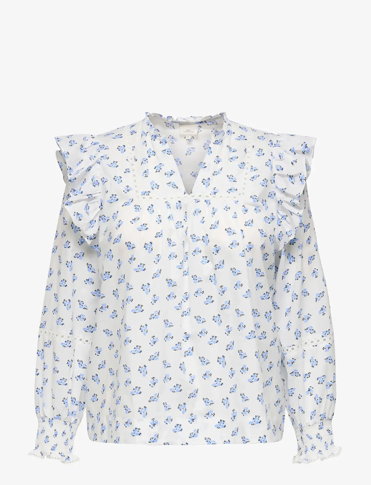 ONLY Carmakoma - CARIDRIS LS FRILL TAPE TOP AOP - langärmlige blusen - cashmere blue - 0