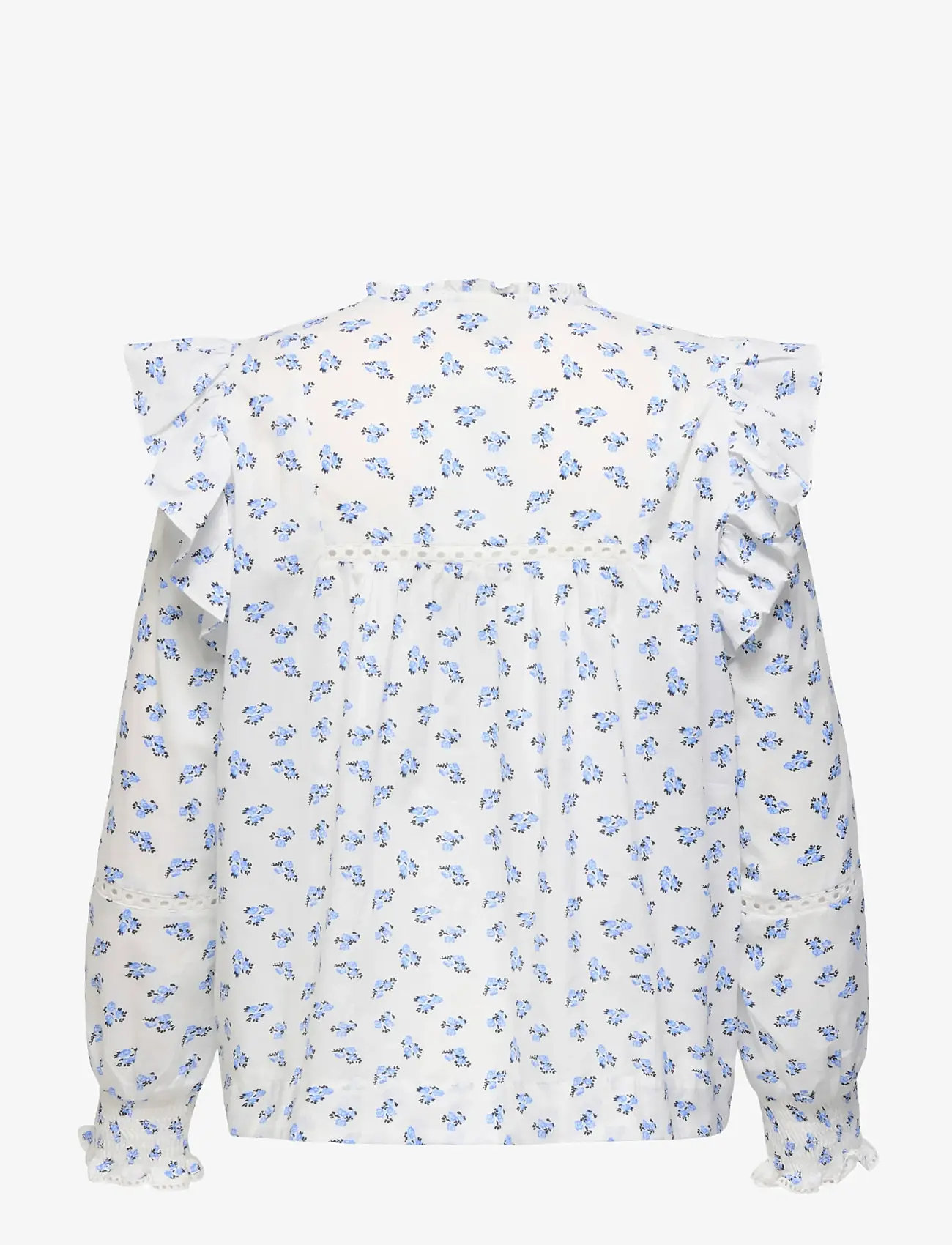 ONLY Carmakoma - CARIDRIS LS FRILL TAPE TOP AOP - langärmlige blusen - cashmere blue - 1