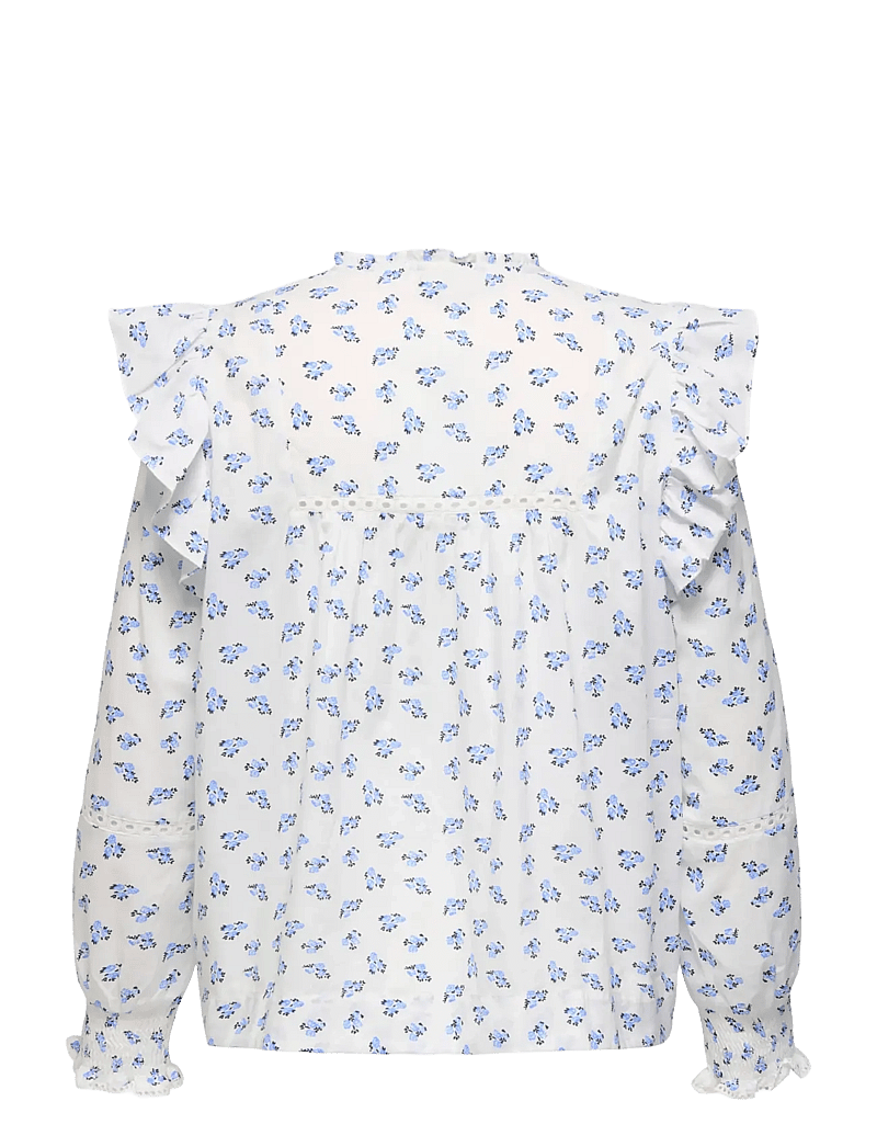 ONLY Carmakoma - CARIDRIS LS FRILL TAPE TOP AOP - langärmlige blusen - cashmere blue - 1