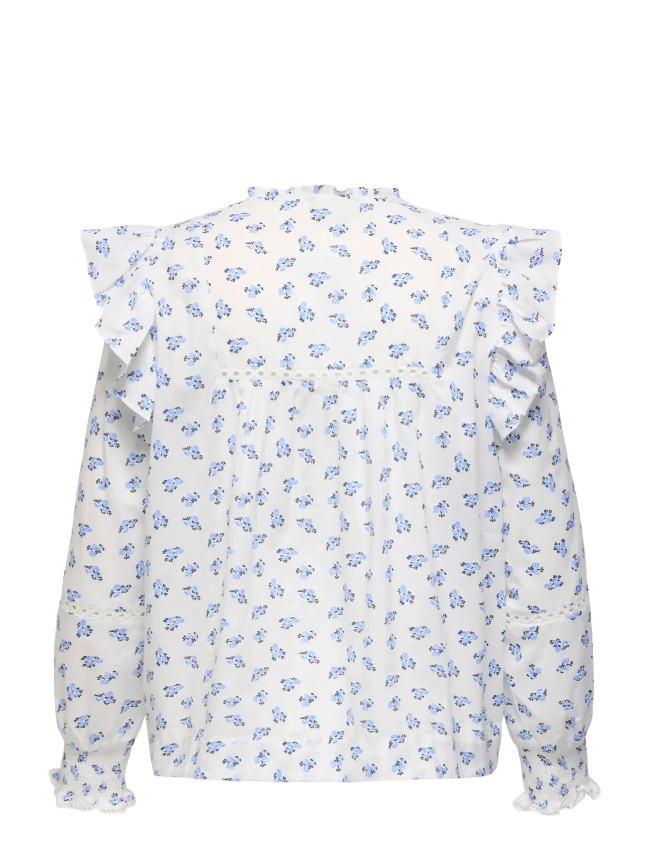 ONLY Carmakoma - CARIDRIS LS FRILL TAPE TOP AOP - langærmede bluser - cashmere blue - 1