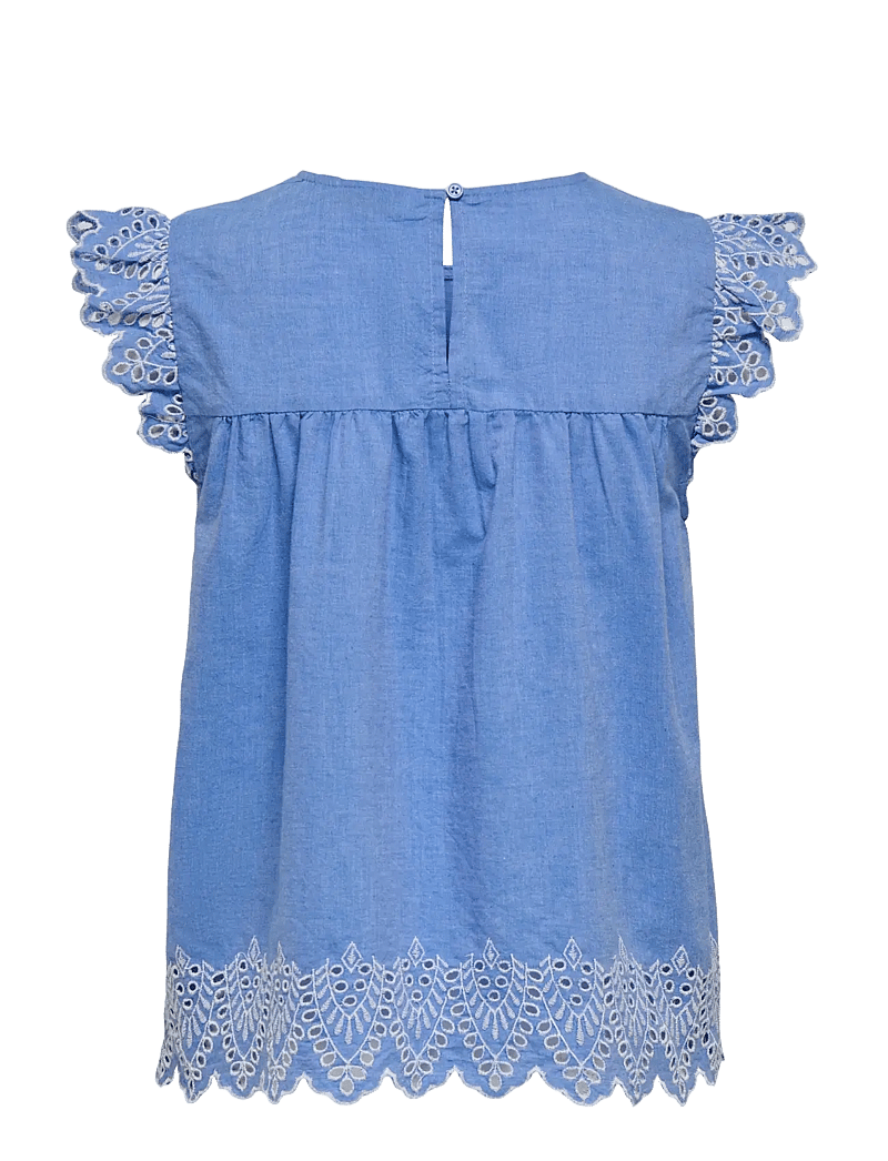 ONLY Carmakoma - CARTULUM EMB S/S TOP WVN - kortærmede bluser - blue bonnet - 1