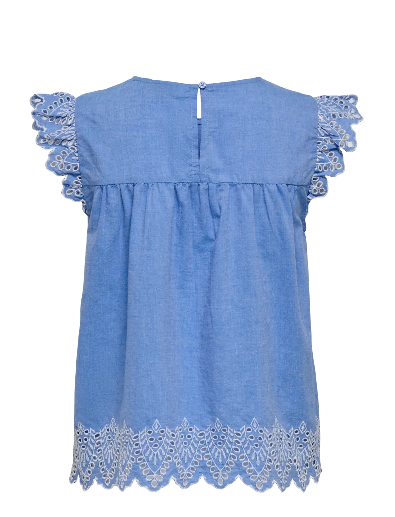 ONLY Carmakoma - CARTULUM EMB S/S TOP WVN - kurzämlige blusen - blue bonnet - 1