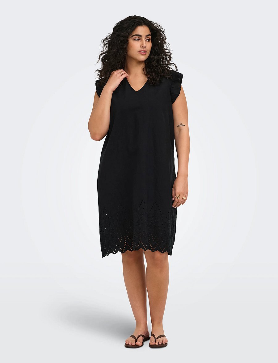 ONLY Carmakoma - CARTULUM EMB S/S DRESS WVN - konfirmation - black - 0