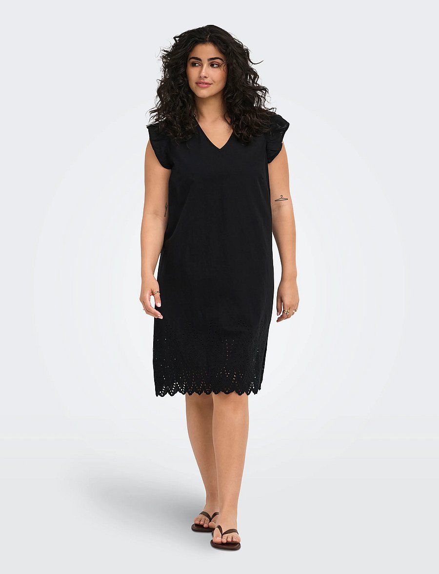 ONLY Carmakoma - CARTULUM EMB S/S DRESS WVN - konfirmation - black - 4
