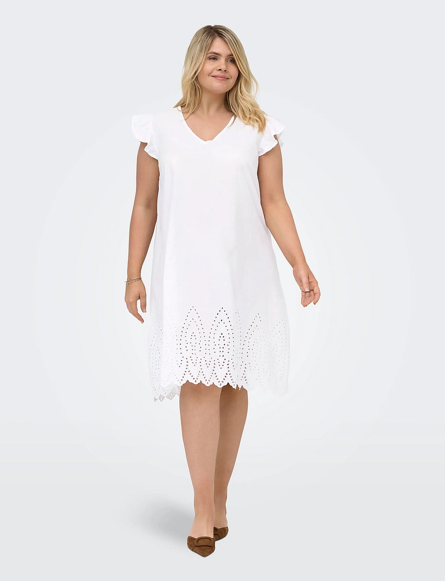 ONLY Carmakoma - CARTULUM EMB S/S DRESS WVN - korte kjoler - bright white - 0